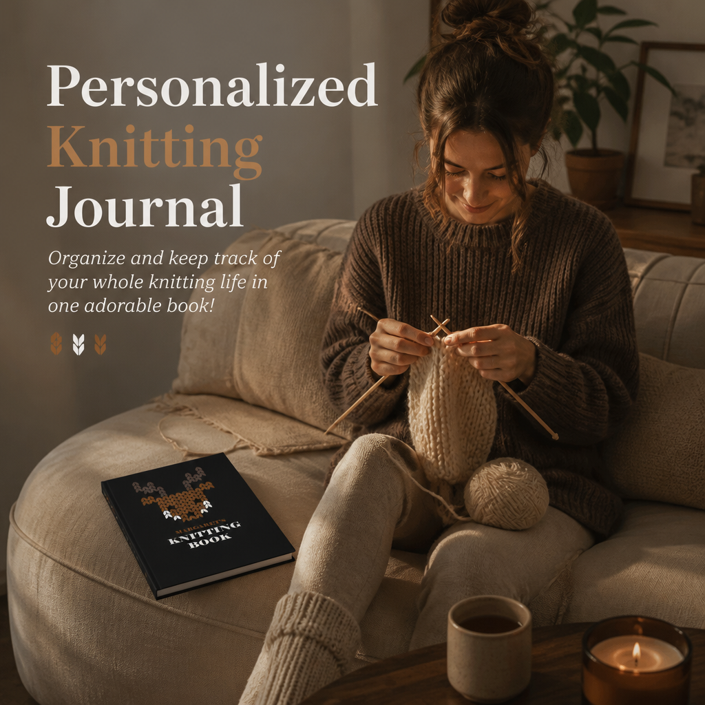 Personalized Knitting Journal | A5 Knitting Project Planner Notebook | Knitter's Log Book | Gift for Knitter