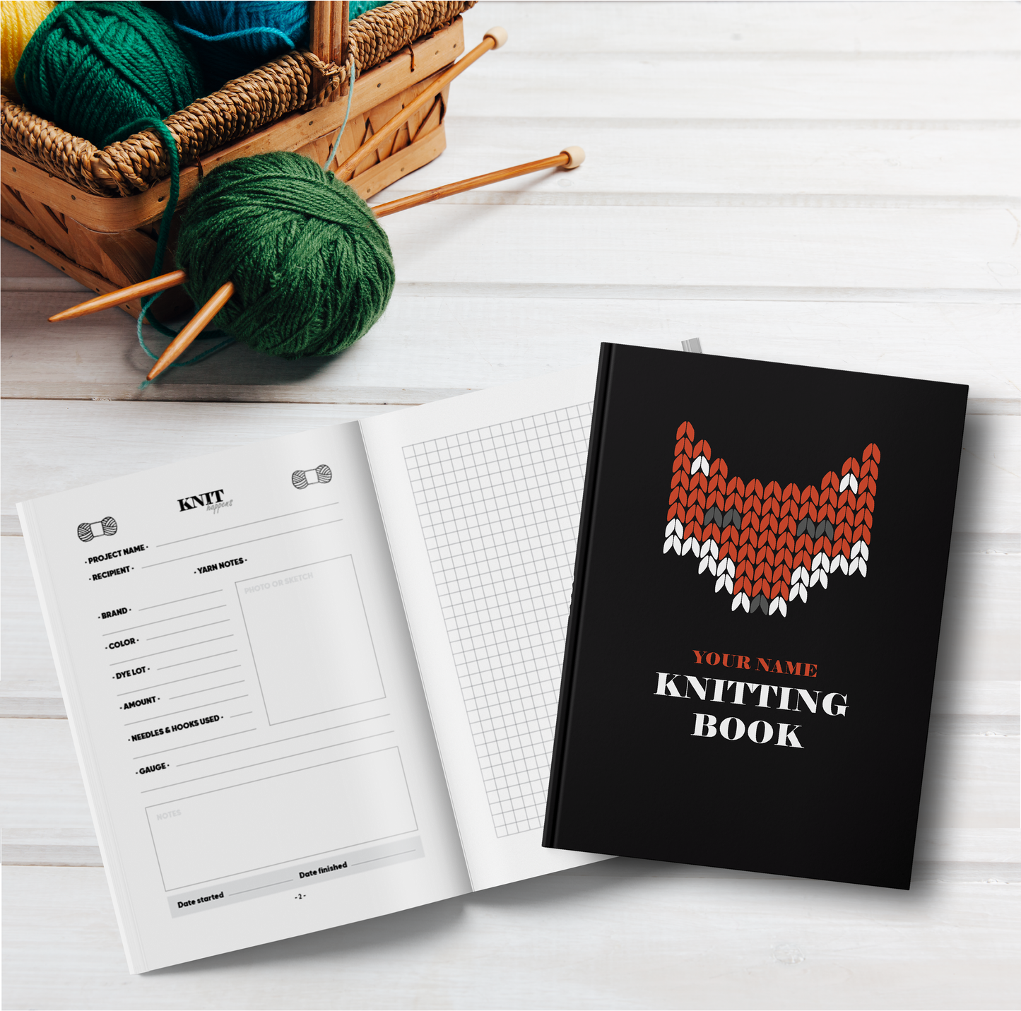 Personalized Knitting Journal | A5 Knitting Project Planner Notebook | Knitter's Log Book | Gift for Knitter