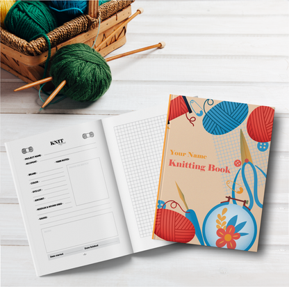 Personalized Knitting Journal / Knitting Needles and Yarn
