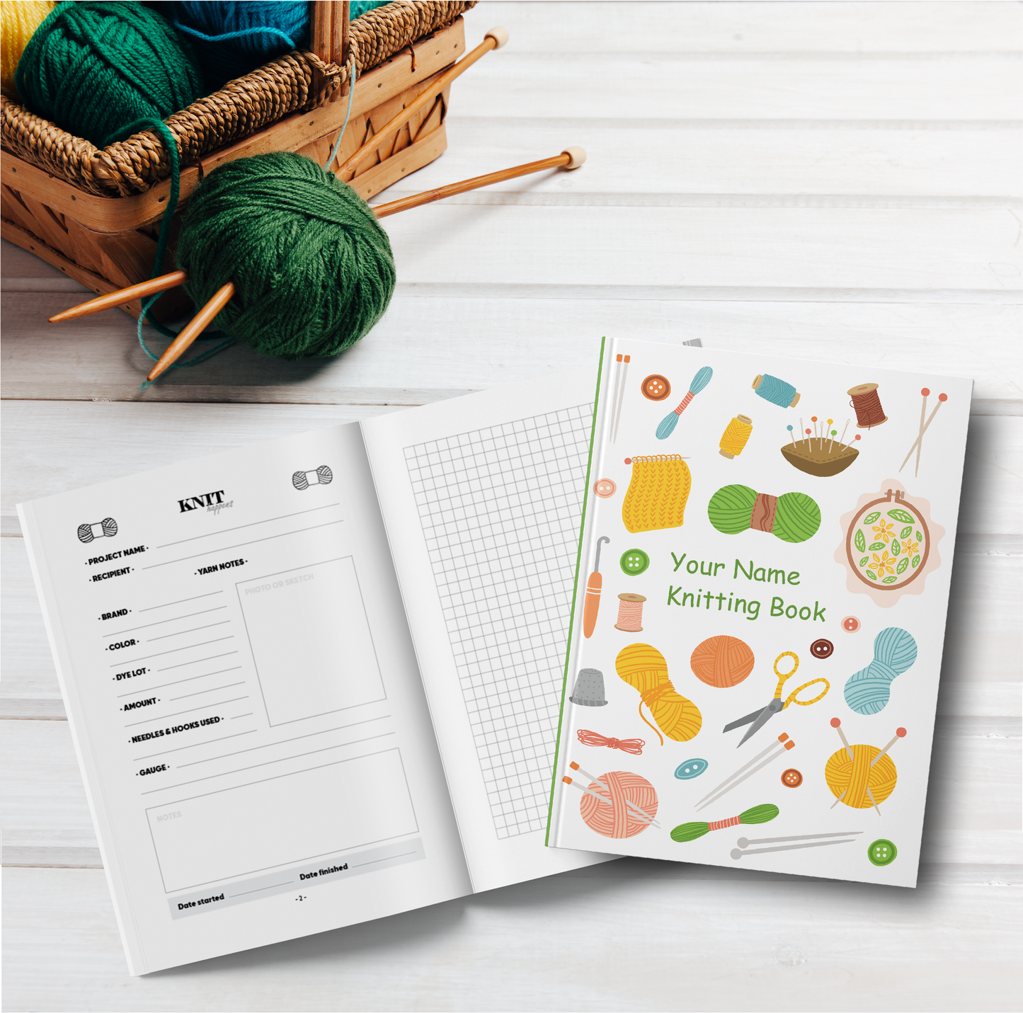 Personalized Knitting Book / Knitting Accessories / A5 / A4 / US Letter