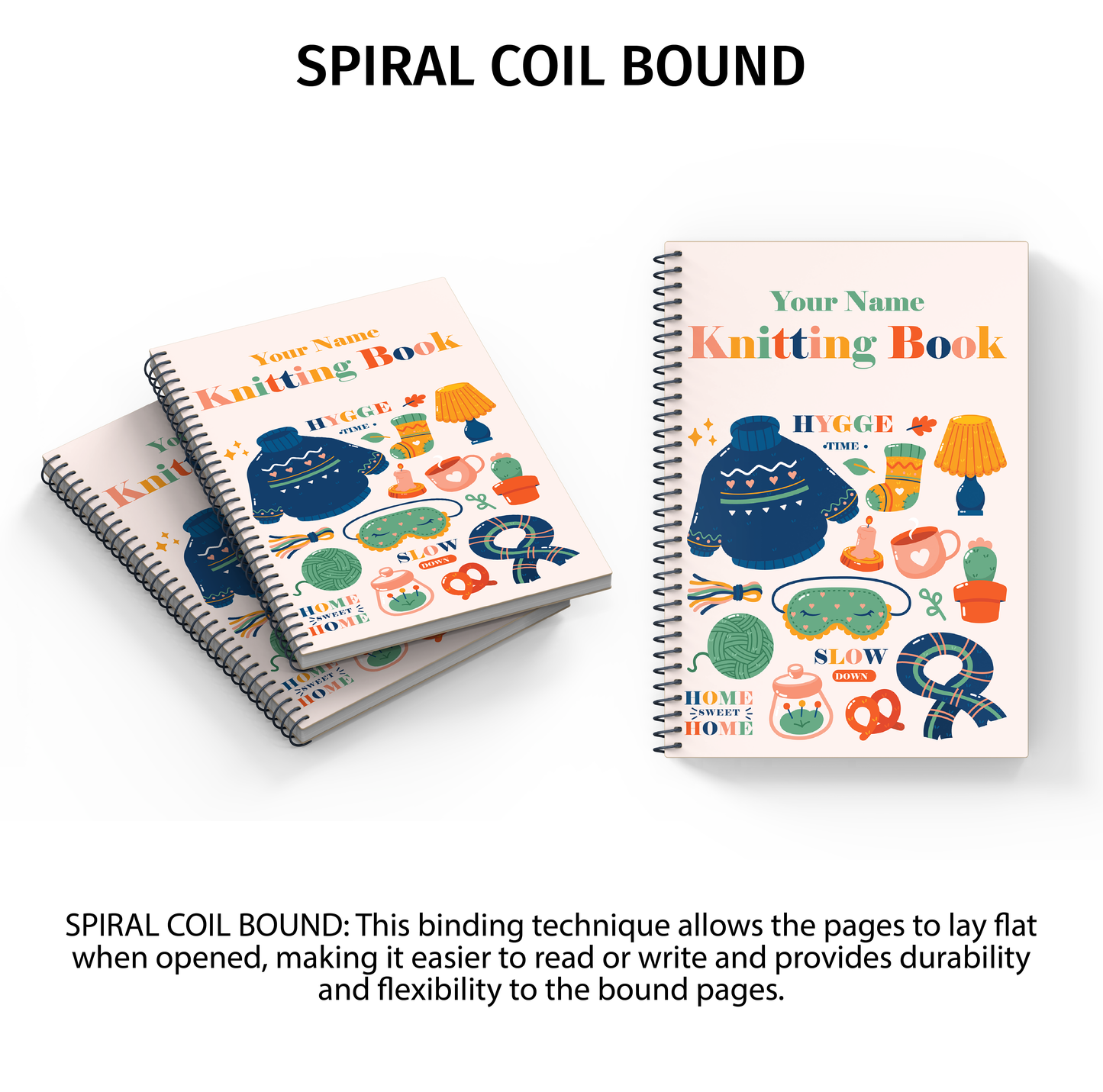 Knitting Project Journal / Free Personalization / Cozy Vibe / Hygge Time