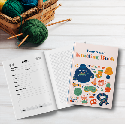 Knitting Project Journal / Free Personalization / Cozy Vibe / Hygge Time
