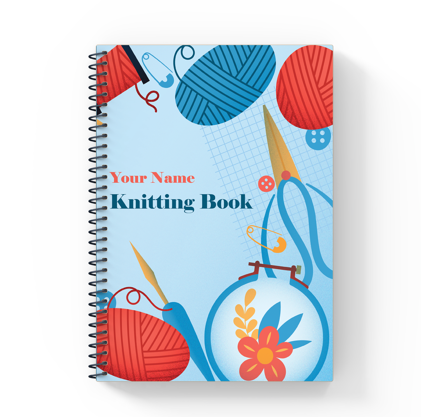 Personalized Knitting Journal / Knitting Needles and Yarn