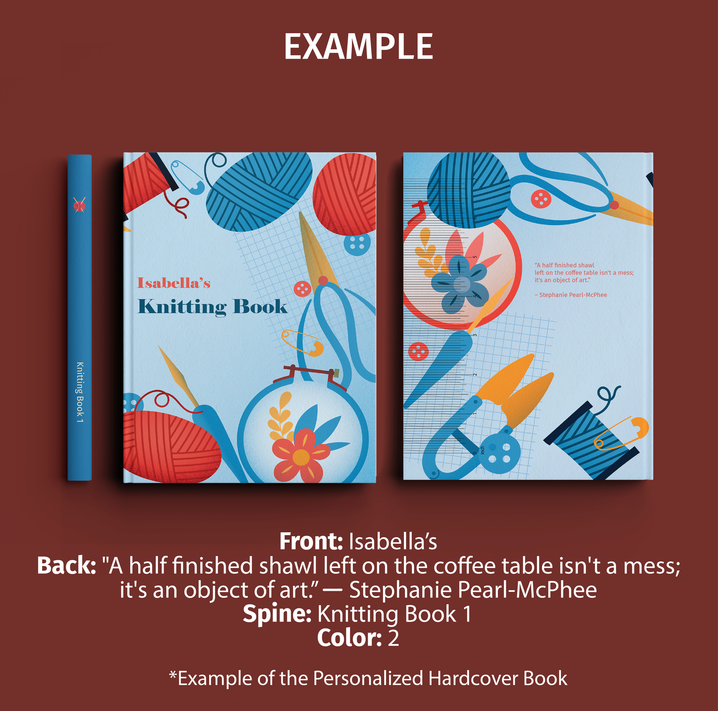 Personalized Knitting Journal / Knitting Needles and Yarn
