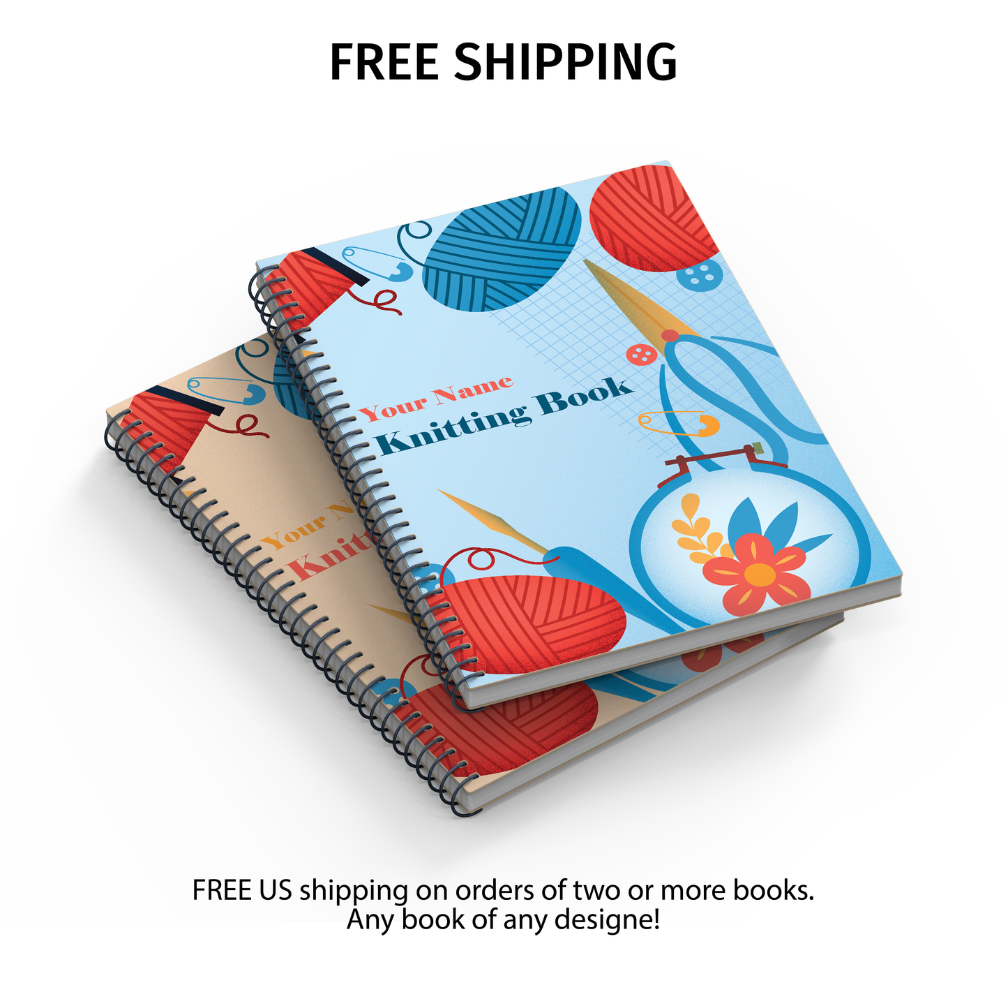 Personalized Knitting Journal / Knitting Needles and Yarn