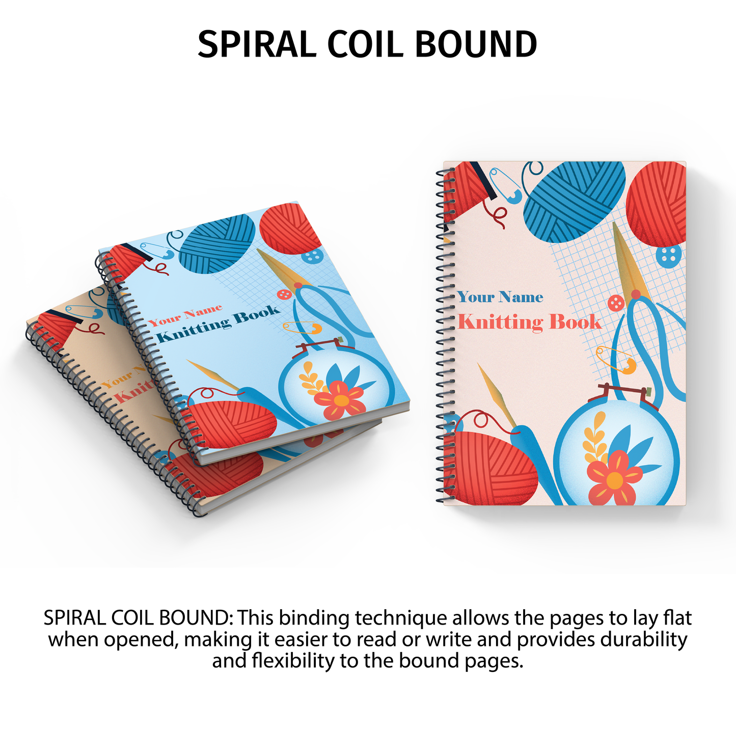 Personalized Knitting Journal / Knitting Needles and Yarn