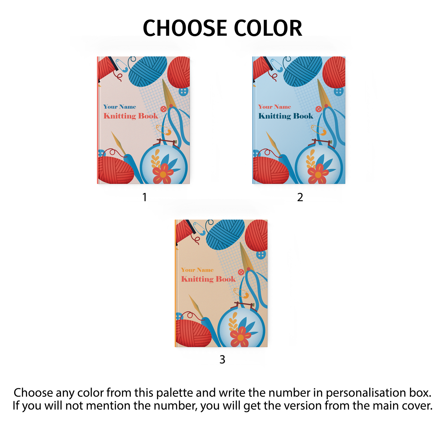 Personalized Knitting Journal / Knitting Needles and Yarn